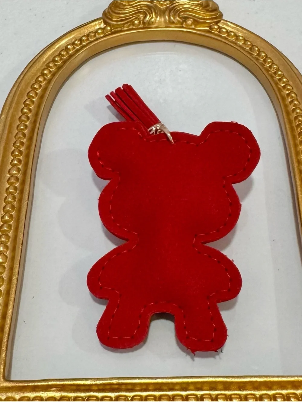 New Red X Eye Crystal Bear Tassel Keychain